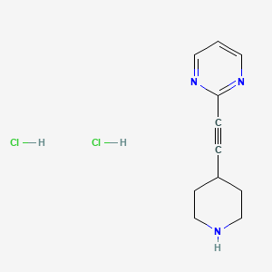 molecular formula C11H15Cl2N3 B1472868 2-(Piperidin-4-ylethynyl)pyrimidine dihydrochloride CAS No. 2097953-14-3