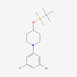 molecular formula C17H27BrFNOSi B1472901 1-(3-溴-5-氟苯基)-4-((叔丁基二甲基甲硅烷基)氧基)哌啶 CAS No. 1704073-47-1