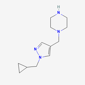 molecular formula C12H20N4 B1472955 1-((1-(cyclopropylmethyl)-1H-pyrazol-4-yl)methyl)piperazine CAS No. 1955518-71-4