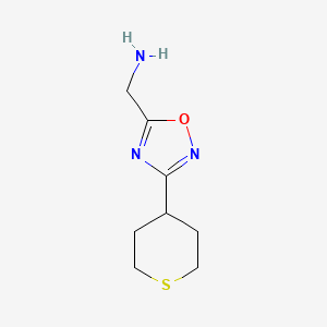 molecular formula C8H13N3OS B1472959 (3-(tetrahydro-2H-thiopyran-4-yl)-1,2,4-oxadiazol-5-yl)methanamine CAS No. 1892435-40-3