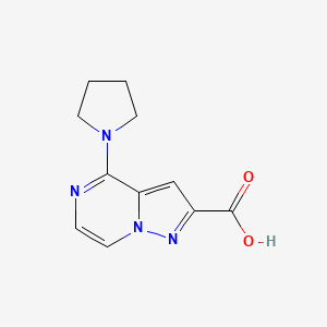 molecular formula C11H12N4O2 B1472967 4-(Pyrrolidin-1-yl)pyrazolo[1,5-a]pyrazine-2-carboxylic acid CAS No. 1955523-28-0