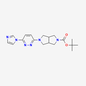 molecular formula C18H24N6O2 B1472971 tert-butyl 5-(6-(1H-imidazol-1-yl)pyridazin-3-yl)hexahydropyrrolo[3,4-c]pyrrole-2(1H)-carboxylate CAS No. 2097967-85-4