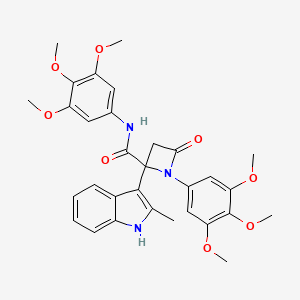 2-(2-methyl-1H-indol-3-yl)-4-oxo-N,1-bis(3,4,5-trimethoxyphenyl)azetidine-2-carboxamide