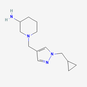 molecular formula C13H22N4 B1472986 1-((1-(环丙基甲基)-1H-吡唑-4-基)甲基)哌啶-3-胺 CAS No. 1955519-19-3