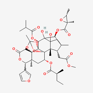 [(1R,2S,6S,8R,9S,13S,17S,18S,20R,22S)-17-(furan-3-yl)-3,7-dihydroxy-22-(2-methoxy-2-oxoethyl)-2,5,11,18-tetramethyl-20-[(2S)-2-methylbutanoyl]oxy-8-(2-methylpropanoyloxy)-15-oxo-10,12,16,21-tetraoxaheptacyclo[9.9.1.12,5.01,9.03,7.09,13.013,18]docosan-6-yl] (2S,3R)-2,3-dimethyloxirane-2-carboxylate