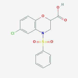 6-Chloro-4-(phenylsulfonyl)-3,4-dihydro-2H-1,4-benzoxazine-2-carboxylic acid