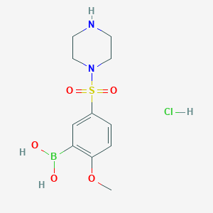 molecular formula C11H18BClN2O5S B1473013 (2-Methoxy-5-(piperazin-1-ylsulfonyl)phenyl)boronic acid hydrochloride CAS No. 1704095-65-7