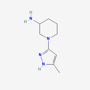 molecular formula C9H16N4 B1473015 1-(3-methyl-1H-pyrazol-5-yl)piperidin-3-amine CAS No. 1524238-34-3