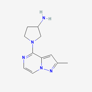 molecular formula C11H15N5 B1473016 1-(2-Methylpyrazolo[1,5-a]pyrazin-4-yl)pyrrolidin-3-amine CAS No. 1565916-88-2