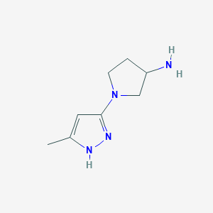 molecular formula C8H14N4 B1473055 1-(3-methyl-1H-pyrazol-5-yl)pyrrolidin-3-amine CAS No. 1520291-15-9