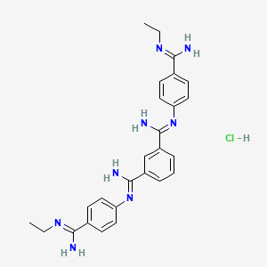 molecular formula C26H31ClN8 B14730848 1-N',3-N'-bis[4-(N'-ethylcarbamimidoyl)phenyl]benzene-1,3-dicarboximidamide;hydrochloride CAS No. 10605-55-7