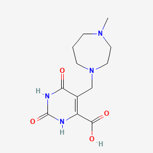 molecular formula C12H18N4O4 B1473093 5-((4-Methyl-1,4-diazepan-1-yl)methyl)-2,6-dioxo-1,2,3,6-tetrahydropyrimidine-4-carboxylic acid CAS No. 2098022-39-8