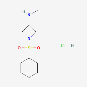 molecular formula C10H21ClN2O2S B1473096 1-(环己基磺酰基)-N-甲基氮杂环丁-3-胺盐酸盐 CAS No. 2098119-93-6