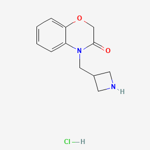 molecular formula C12H15ClN2O2 B1473144 4-(azetidin-3-ylmethyl)-2H-benzo[b][1,4]oxazin-3(4H)-one hydrochloride CAS No. 2098122-12-2
