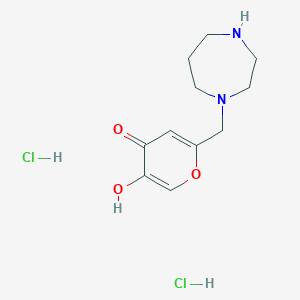 molecular formula C11H18Cl2N2O3 B1473146 2-((1,4-diazepan-1-yl)methyl)-5-hydroxy-4H-pyran-4-one dihydrochloride CAS No. 1807982-51-9