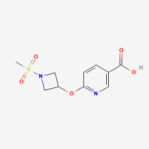 molecular formula C10H12N2O5S B1473153 6-((1-(Methylsulfonyl)azetidin-3-yl)oxy)nicotinic acid CAS No. 2098134-23-5