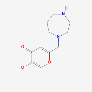 molecular formula C12H18N2O3 B1473159 2-(1,4-diazepan-1-ylmethyl)-5-methoxy-4H-pyran-4-one CAS No. 1808070-15-6