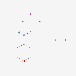 molecular formula C7H13ClF3NO B1473160 N-(2,2,2-trifluoroethyl)tetrahydro-2H-pyran-4-amine hydrochloride CAS No. 1949816-07-2