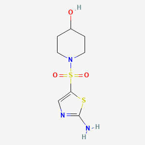molecular formula C8H13N3O3S2 B1473177 1-((2-Aminothiazol-5-yl)sulfonyl)piperidin-4-ol CAS No. 2098130-40-4