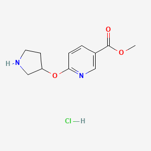 molecular formula C11H15ClN2O3 B1473178 Methyl 6-(pyrrolidin-3-yloxy)nicotinate hydrochloride CAS No. 2098124-43-5