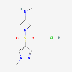 molecular formula C8H15ClN4O2S B1473188 N-methyl-1-((1-methyl-1H-pyrazol-4-yl)sulfonyl)azetidin-3-amine hydrochloride CAS No. 2098119-82-3
