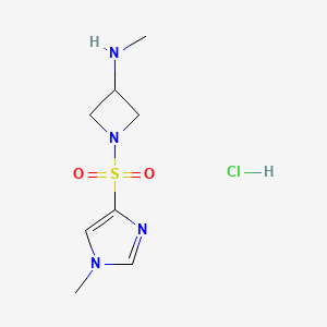 molecular formula C8H15ClN4O2S B1473189 N-methyl-1-((1-methyl-1H-imidazol-4-yl)sulfonyl)azetidin-3-amine hydrochloride CAS No. 2098093-00-4