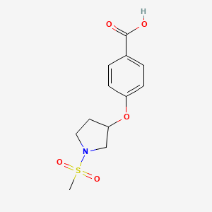 molecular formula C12H15NO5S B1473193 4-((1-(Methylsulfonyl)pyrrolidin-3-yl)oxy)benzoic acid CAS No. 2097968-38-0