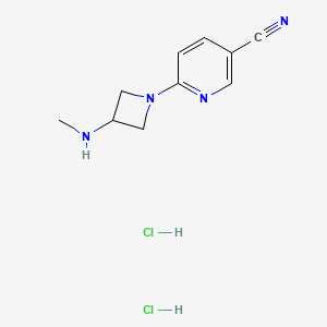 molecular formula C10H14Cl2N4 B1473196 6-(3-(Methylamino)azetidin-1-yl)nicotinonitrile dihydrochloride CAS No. 2098124-58-2