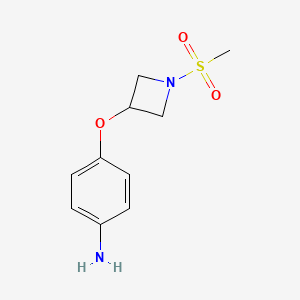 molecular formula C10H14N2O3S B1473207 4-((1-(Methylsulfonyl)azetidin-3-yl)oxy)aniline CAS No. 2090576-88-6