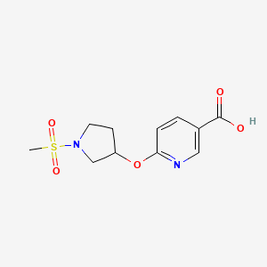 molecular formula C11H14N2O5S B1473220 6-((1-(Methylsulfonyl)pyrrolidin-3-yl)oxy)nicotinic acid CAS No. 2098022-53-6
