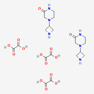 molecular formula C20H32N6O14 B1473234 4-(氮杂环丁-3-基)哌嗪-2-酮倍半草酸盐 CAS No. 2097975-85-2