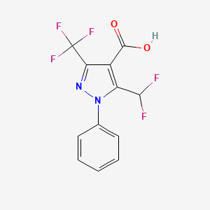 molecular formula C12H7F5N2O2 B1473252 5-(difluoromethyl)-1-phenyl-3-(trifluoromethyl)-1H-pyrazole-4-carboxylic acid CAS No. 1394647-33-6