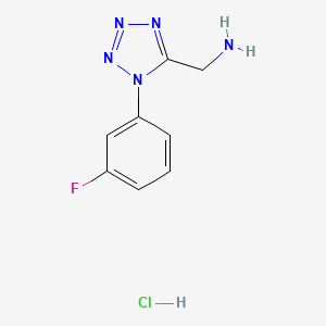 molecular formula C8H9ClFN5 B1473297 {[1-(3-fluorophenyl)-1H-tetrazol-5-yl]methyl}amine hydrochloride CAS No. 1426291-28-2