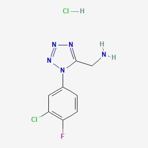 molecular formula C8H8Cl2FN5 B1473310 {[1-(3-クロロ-4-フルオロフェニル)-1H-テトラゾール-5-イル]メチル}アミン塩酸塩 CAS No. 1426291-30-6