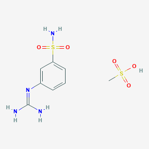 molecular formula C8H14N4O5S2 B1473312 3-{[Amino(imino)methyl]amino}benzenesulfonamide metanesulfonate CAS No. 1351620-91-1