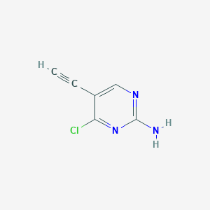 molecular formula C6H4ClN3 B1473316 4-氯-5-乙炔基嘧啶-2-胺 CAS No. 1392804-24-8