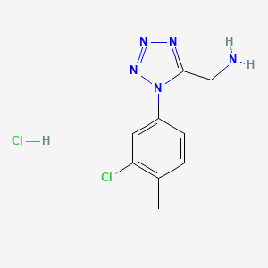 molecular formula C9H11Cl2N5 B1473319 {[1-(3-chloro-4-methylphenyl)-1H-tetrazol-5-yl]methyl}amine hydrochloride CAS No. 1426290-39-2