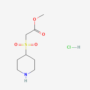 molecular formula C8H16ClNO4S B1473322 Methyl (piperidin-4-ylsulfonyl)acetate hydrochloride CAS No. 1448125-24-3