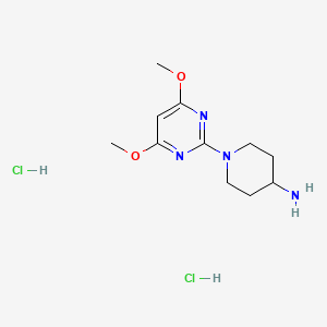 molecular formula C11H20Cl2N4O2 B1473374 1-(4,6-二甲氧基嘧啶-2-基)哌啶-4-胺二盐酸盐 CAS No. 2098021-43-1