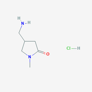 molecular formula C6H13ClN2O B1473378 4-(Aminomethyl)-1-methylpyrrolidin-2-one hydrochloride CAS No. 1426291-29-3