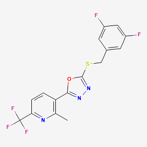 3-(5-{[(3,5-Difluorophenyl)methyl]sulfanyl}-1,3,4-oxadiazol-2-yl)-2-methyl-6-(trifluoromethyl)pyridine