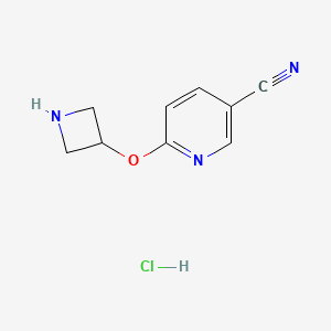 molecular formula C9H10ClN3O B1473384 盐酸6-(氮杂环丁-3-氧基)烟腈 CAS No. 2097985-80-1