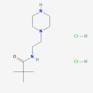 molecular formula C11H25Cl2N3O B1473395 2,2-二甲基-N-(2-哌嗪-1-基乙基)丙酰胺二盐酸盐 CAS No. 1426291-44-2