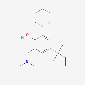 molecular formula C22H37NO B14733961 2-Cyclohexyl-6-[(diethylamino)methyl]-4-(2-methylbutan-2-yl)phenol CAS No. 5427-76-9