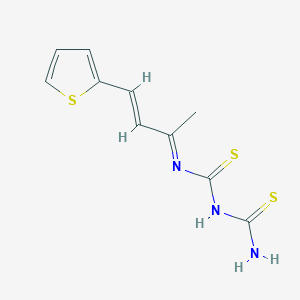 molecular formula C10H11N3S3 B14733994 (3E)-1-carbamothioyl-3-[(E)-4-thiophen-2-ylbut-3-en-2-ylidene]thiourea CAS No. 6622-81-7