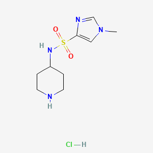 molecular formula C9H17ClN4O2S B1473400 1-methyl-N-piperidin-4-yl-1H-imidazole-4-sulfonamide hydrochloride CAS No. 2033370-74-8