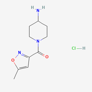 molecular formula C10H16ClN3O2 B1473401 1-[(5-Methyl-1,2-oxazol-3-yl)carbonyl]piperidin-4-amine hydrochloride CAS No. 2098021-34-0