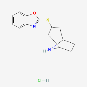 molecular formula C14H17ClN2OS B1473445 2-{8-Azabicyclo[3.2.1]octan-3-ylsulfanyl}-1,3-benzoxazole hydrochloride CAS No. 2098018-89-2