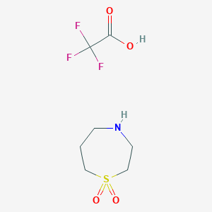 molecular formula C7H12F3NO4S B1473452 1,4-Thiazepane-1,1-dioxide trifluoro acetate CAS No. 756815-81-3