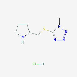 molecular formula C7H14ClN5S B1473455 1-methyl-5-[(pyrrolidin-2-ylmethyl)sulfanyl]-1H-1,2,3,4-tetrazole hydrochloride CAS No. 1864073-15-3